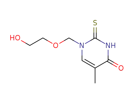 Molecular Structure of 132885-30-4 (1-[(2-hydroxyethoxy)methyl]-5-methyl-2-thioxo-2,3-dihydropyrimidin-4(1H)-one)