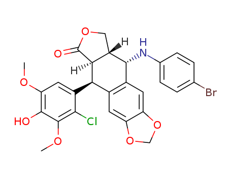 Furo[3',4':6,7]naphtho[2,3-d]-1,3-dioxol-6(5aH)-one,9-[(4-bromophenyl)amino]-5-(2-chloro-4-hydroxy-3,5-dimethoxyphenyl)-5,8,8a,9-tetrahydro-, [5S-(5a,5ab,8aa,9b)]- (9CI)
