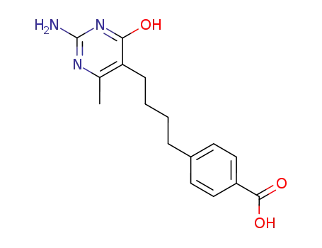 Molecular Structure of 4510-62-7 (4-[4-(2-amino-6-methyl-4-oxo-1,4-dihydropyrimidin-5-yl)butyl]benzoic acid)
