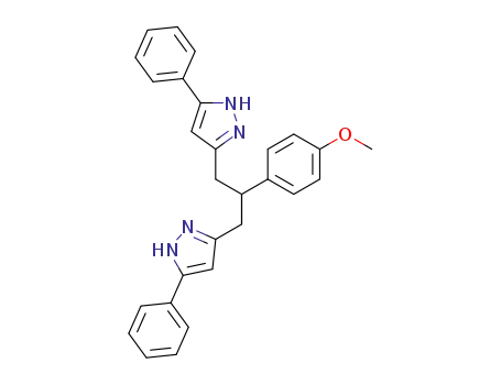Molecular Structure of 72610-61-8 (1H-Pyrazole, 3,3'-[2-(4-methoxyphenyl)-1,3-propanediyl]bis[5-phenyl-)