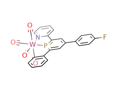 Molecular Structure of 1616765-11-7 (2-(2-pyridyl)-4-phenyl-6-(4-fluorophenyl)phosphinine-P,N-tungsten tetracarbonyl)