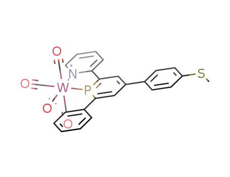 Molecular Structure of 1616765-13-9 (2-(2-pyridyl)-4-phenyl-6-(4-methylthiophenyl)phosphinine-P,N-tungsten tetracarbonyl)