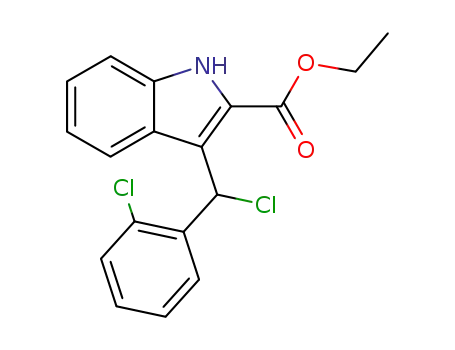 Molecular Structure of 69368-70-3 (3-[CHLORO(2-CHLOROPHENYL)METHYL]-1H-INDOLE-2-CARBOXYLIC ACID ETHYL ESTER)