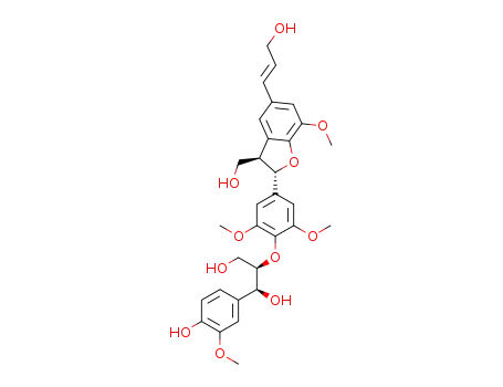 Molecular Structure of 97399-80-9 (2-[4-[2,3-Dihydro-3-hydroxymethyl-5-(3-hydroxy-1-propenyl)-7-methoxybenzofuran-2-yl]-2,6-dimethoxyphenoxy]-1-(4-hydroxy-3-methoxyphenyl)-1,3-propanediol)