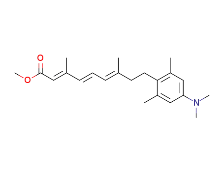 Molecular Structure of 57399-41-4 (2,4,6-Nonatrienoic acid,
9-[4-(dimethylamino)-2,6-dimethylphenyl]-3,7-dimethyl-, methyl ester,
(E,E,E)-)