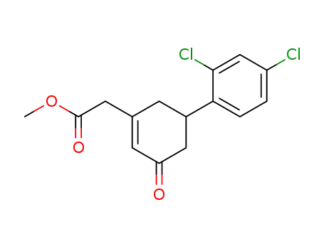 Molecular Structure of 61888-49-1 (1-Cyclohexene-1-acetic acid, 5-(2,4-dichlorophenyl)-3-oxo-, methyl
ester)
