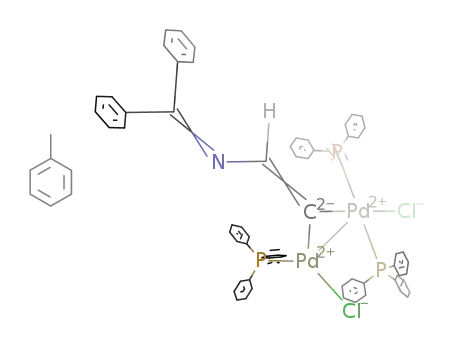 Molecular Structure of 537690-23-6 ([(PPh3)ClPd(μ-[C=C(H)-N=CPh2])PdCl(PPh3)2]*toluene)