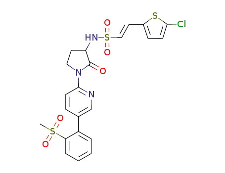Molecular Structure of 553650-52-5 (Ethenesulfonamide, 2-(5-chloro-2-thienyl)-N-[(3S)-1-[5-[2-(methylsulfonyl)phenyl]-2-pyridinyl]-2-oxo-3-pyrrolidinyl]-, (1E)-)