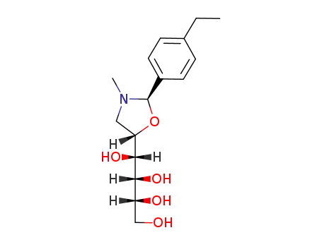 Molecular Structure of 1042065-80-4 ((2R,5S)-2-(4-ethylphenyl)-3-methyl-5-(D-arabino-1,2,3,4-tetrahydroxybutyl)oxazolidine)