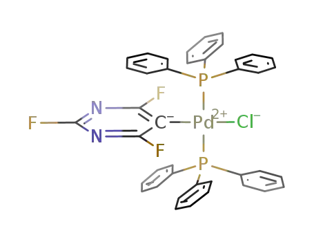 Molecular Structure of 863225-16-5 (trans-[PdCl(5-C<sub>4</sub>N<sub>2</sub>F<sub>3</sub>)(PPh<sub>3</sub>)2])