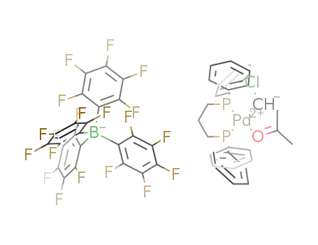 Molecular Structure of 524937-01-7 ([(1,3-bis(diphenylphosphino)propane)Pd(CHClCH<sub>2</sub>COMe)][B(C<sub>6</sub>F<sub>5</sub>)4])