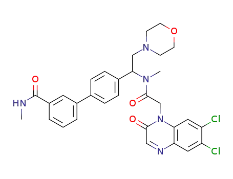 Molecular Structure of 1003876-84-3 (1(2H)-Quinoxalineacetamide, 6,7-dichloro-N-methyl-N-[1-[3'-[(methylamino)carbonyl][1,1'-biphenyl]-4-yl]-2-(4-morpholinyl)ethyl]-2-oxo-)
