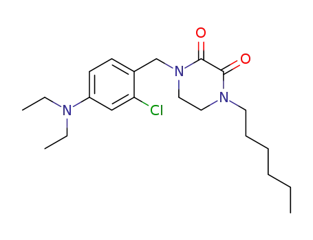 Molecular Structure of 77918-00-4 (1-(2-Chloro-4-(diethylamino)benzyl)-4-hexyl-2,3-piperazinedione)