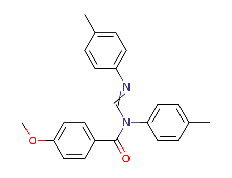 Molecular Structure of 138996-33-5 (Benzamide,
4-methoxy-N-(4-methylphenyl)-N-[[(4-methylphenyl)imino]methyl]-)