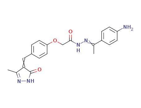 Molecular Structure of 107045-04-5 (Acetic acid,2-[4-[(1,5-dihydro-3-methyl-5-oxo-4H-pyrazol-4-ylidene)methyl]phenoxy]-,2-[1-(4-aminophenyl)ethylidene]hydrazide)