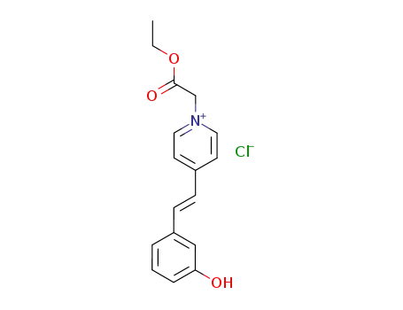 Molecular Structure of 79131-36-5 (1-Ethoxycarbonylmethyl-4-[(E)-2-(3-hydroxy-phenyl)-vinyl]-pyridinium; chloride)