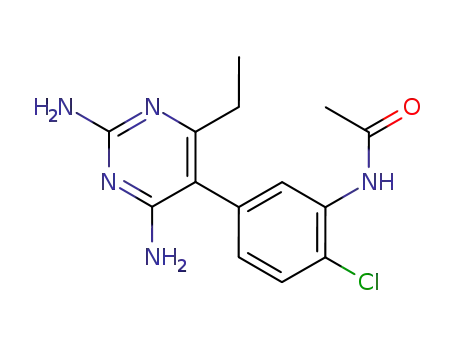 Molecular Structure of 113338-16-2 (Acetamide, N-[2-chloro-5-(2,4-diamino-6-ethyl-5-pyrimidinyl)phenyl]-)