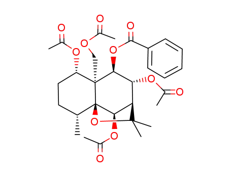 Molecular Structure of 122475-50-7 (2H-3,9a-Methano-1-benzoxepin-4,5,6,10-tetrol,5a-[(acetyloxy)methyl]octahydro-2,2,9-trimethyl-, 4,6,10-triacetate 5-benzoate,(3R,4R,5R,5aS,6S,9R,9aS,10R)-)