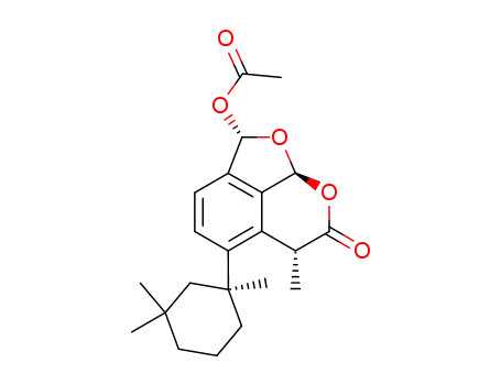 Molecular Structure of 91236-90-7 ((2S)-2-(Acetyloxy)-6,8aβ-dihydro-6β-methyl-5-[(1R)-1,3,3-trimethylcyclohexyl]furo[4,3,2-ij][2]benzopyran-7(2H)-one)