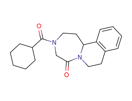 Molecular Structure of 133958-39-1 (3-(cyclohexylcarbonyl)-1,3,4,7,8,12b-hexahydro[1,4]diazepino[7,1-a]isoquinolin-5(2H)-one)