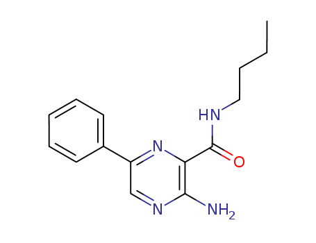 Molecular Structure of 113424-78-5 (Pyrazinecarboxamide, 3-amino-N-butyl-6-phenyl-)