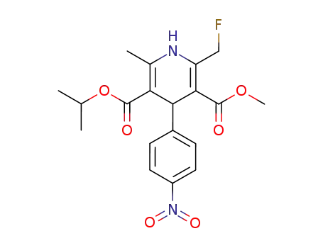 Molecular Structure of 117772-23-3 (3-methyl 5-(1-methylethyl) 2-(fluoromethyl)-1,4-dihydro-6-methyl-4-(4-nitrophenyl)pyridine-3,5-dicarboxylate)