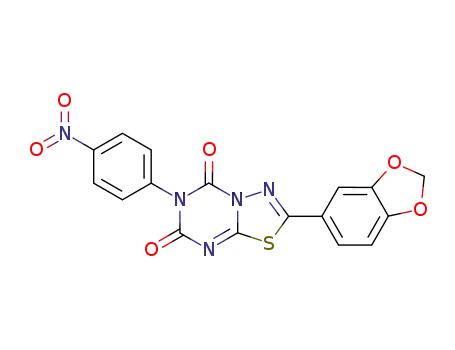 Molecular Structure of 125766-51-0 (2-(1,3-benzodioxol-5-yl)-6-(4-nitrophenyl)-5H-[1,3,4]thiadiazolo[3,2-a][1,3,5]triazine-5,7(6H)-dione)