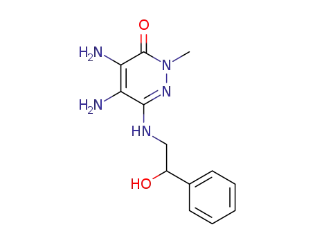 Molecular Structure of 132635-37-1 (4,5-Diamino-6-(2-hydroxy-2-phenyl-ethylamino)-2-methyl-2H-pyridazin-3-one)