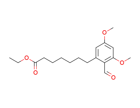 Molecular Structure of 88209-00-1 (Benzeneheptanoic acid, 2-formyl-3,5-dimethoxy-, ethyl ester)
