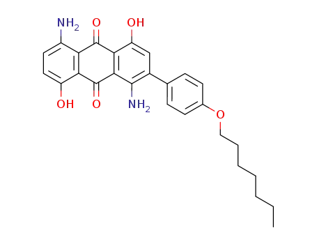 Molecular Structure of 78536-02-4 (9,10-Anthracenedione,
1,5-diamino-2-[4-(heptyloxy)phenyl]-4,8-dihydroxy-)