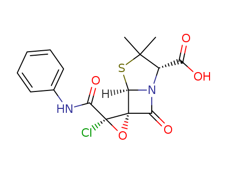 3-CHLORO-3',3'-DIMETHYL-7'-OXO-3-((PHENYLAMINO)CARBONYL)SPIRO(OXIRANE-2,6'-(4)THIA(1)AZABICYCLO(3.2.)HEPTANE)-2'-CARBOXYLIC ACID