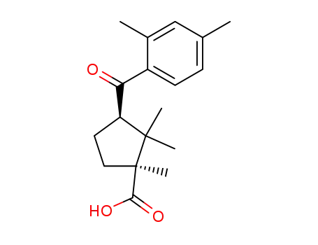 Molecular Structure of 61469-04-3 (Cyclopentanecarboxylic acid, 3-(2,4-dimethylbenzoyl)-1,2,2-trimethyl-)