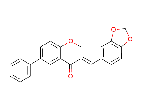 Molecular Structure of 130688-97-0 ((3E)-3-(1,3-benzodioxol-5-ylmethylidene)-6-phenyl-2,3-dihydro-4H-chromen-4-one)