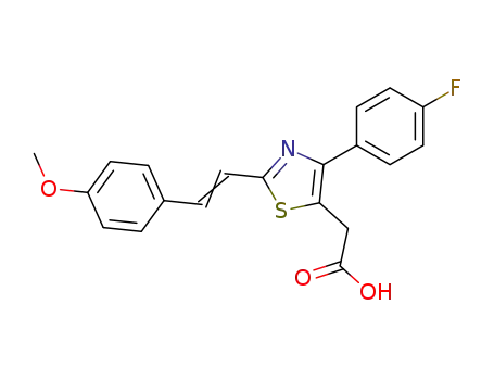Molecular Structure of 116759-10-5 ({4-(4-fluorophenyl)-2-[(E)-2-(4-methoxyphenyl)ethenyl]-1,3-thiazol-5-yl}acetic acid)