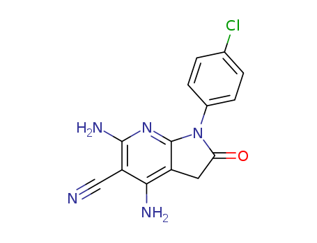 124476-84-2,4,6-DIAMINO-1-(4-CHLORO-PHENYL)-2-OXO-2,3-DIHYDRO-1H-PYRROLO[2,3-B]PYRIDINE-5-CARBONITRILE,4,6-Diamino-1-p-chlorphenyl-2-oxo-2,3-dihydropyrrolo<2,3-b>pyridin-5-carbonitril;1H-Pyrrolo[2,3-b]pyridine-5-carbonitrile,4,6-diamino-1-(4-chlorophenyl)-2,3-dihydro-2-oxo;4,6-Diamino-1-(4-chloro-phenyl)-2-oxo-2,3-dihydro-1H-pyrrolo[2,3-b]pyridine-5-carbonitrile;