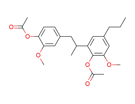 Molecular Structure of 19997-33-2 (Phenol,
2-[2-[4-(acetyloxy)-3-methoxyphenyl]-1-methylethyl]-6-methoxy-4-propyl-
, acetate)