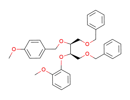 Molecular Structure of 184839-79-0 (Benzene,
1-methoxy-2-[(1R,2S)-2-[(4-methoxyphenyl)methoxy]-3-(phenylmethoxy)
-1-[(phenylmethoxy)methyl]propoxy]-)