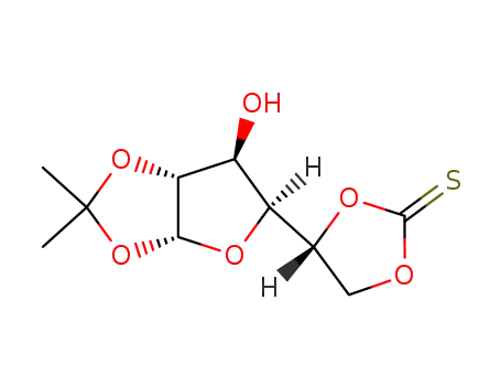 Molecular Structure of 2816-87-7 (4-(6-hydroxy-2,2-dimethyltetrahydrofuro[2,3-d][1,3]dioxol-5-yl)-1,3-dioxolane-2-thione (non-preferred name))