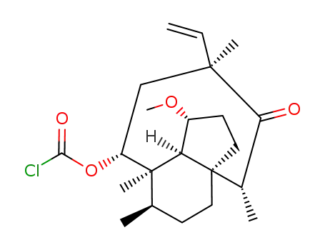 Molecular Structure of 193536-85-5 ((3R,3aS,4R,SR,7S,9R,9aR,12R)-3-methoxy-4,7,9,12-tetramethyl-8-oxo-7-vinyldecahydro-4,9a-propanocyclopenta[8]annulen-5-yl carbonochloridate)