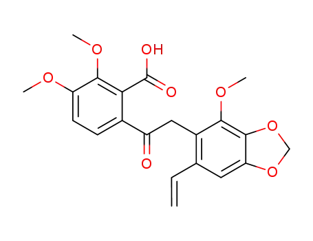 Molecular Structure of 64816-78-0 (Benzoic acid,6-[2-(6-ethenyl-4-methoxy-1,3-benzodioxol-5-yl)acetyl]-2,3-dimethoxy-)