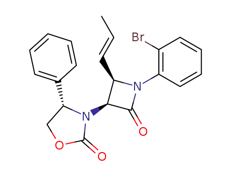 Molecular Structure of 182321-22-8 (2-Oxazolidinone,
3-[(3S,4R)-1-(2-bromophenyl)-2-oxo-4-(1E)-1-propenyl-3-azetidinyl]-4-
phenyl-, (4S)-)