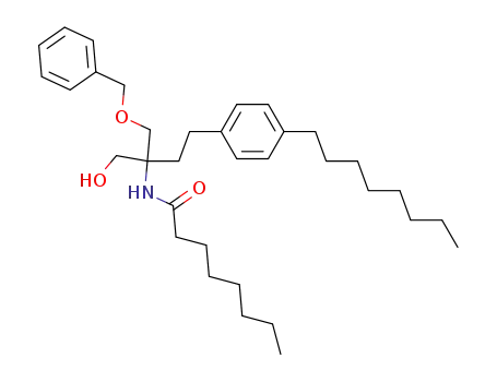 Molecular Structure of 903894-71-3 (octanoic acid [1-benzyloxymethyl-1-hydroxymethyl-3-(4-octyl-phenyl)-propyl]-amide)