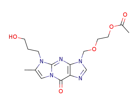 Molecular Structure of 828936-29-4 (9H-Imidazo[1,2-a]purin-9-one,
3-[[2-(acetyloxy)ethoxy]methyl]-3,5-dihydro-5-(3-hydroxypropyl)-6-methyl
-)