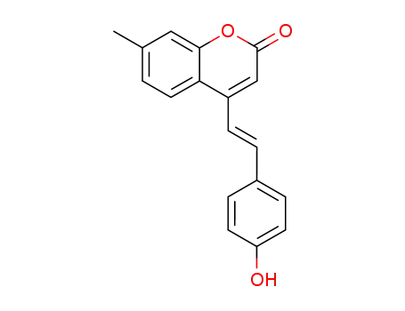 Molecular Structure of 142009-38-9 (2H-1-Benzopyran-2-one, 4-[2-(4-hydroxyphenyl)ethenyl]-7-methyl-)