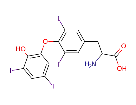 Molecular Structure of 61476-50-4 (Tyrosine, O-(2-hydroxy-3,5-diiodophenyl)-3,5-diiodo-)