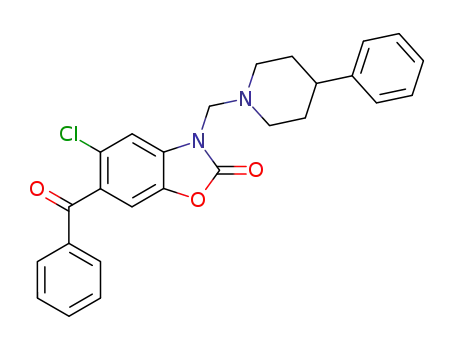 Molecular Structure of 115967-05-0 (5-chloro-6-(phenylcarbonyl)-3-[(4-phenylpiperidin-1-yl)methyl]-1,3-benzoxazol-2(3H)-one)