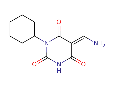Molecular Structure of 84941-33-3 ((5E)-5-(aminomethylidene)-1-cyclohexylpyrimidine-2,4,6(1H,3H,5H)-trione)