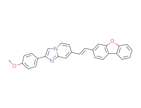 Molecular Structure of 65964-42-3 (Imidazo[1,2-a]pyridine,
7-[2-(3-dibenzofuranyl)ethenyl]-2-(4-methoxyphenyl)-)