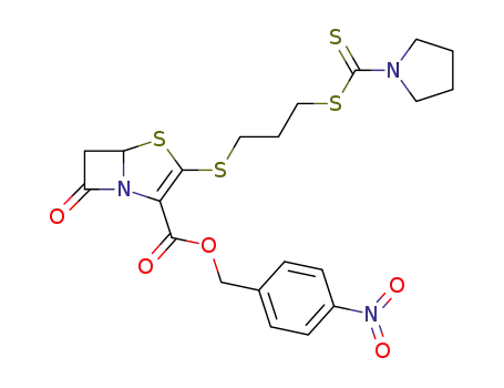 Molecular Structure of 77597-31-0 (p-nitrobenzyl 3-<<3-<(1-pyrrolidinylcarbothioyl)thio>propyl>thio>-7-oxo-4-thia-1-azabicyclo<3.2.0>hept-2-ene-2-carboxylate)