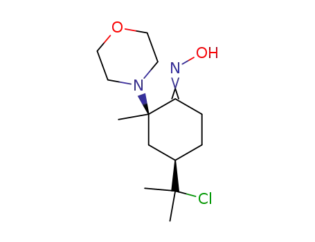 Molecular Structure of 66248-60-0 (Cyclohexanone, 4-(1-chloro-1-methylethyl)-2-methyl-2-(4-morpholinyl)-,
oxime, cis-)